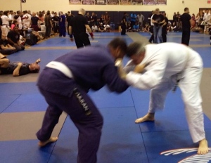 Fought three gi matches, lost two. This one I lost - he was a big dude! Outweighed me by 30+ pounds.